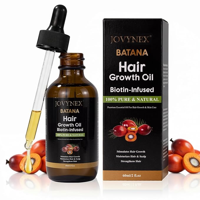 Batana Organic Oil with Biotin for Hair Growth, 2 FL OZ Pure Natural Oil for Hair Treatment Thicker, Fuller Hair DHT Blocker Scalp Nourishment Repairs Dry & Damaged Hair, Prevents Hair Loss