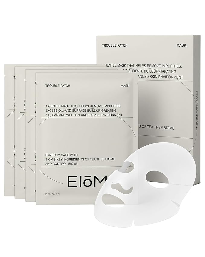 Trouble Patch Mask – Hydrating & Clarifying Korean Sheet Mask with Tea Tree Biome, Pore Vacuum Effect for Sebum & Oil Control, Calming Microbiome Skincare, Stocking Stuffer for Teens | 20ml x 4ea