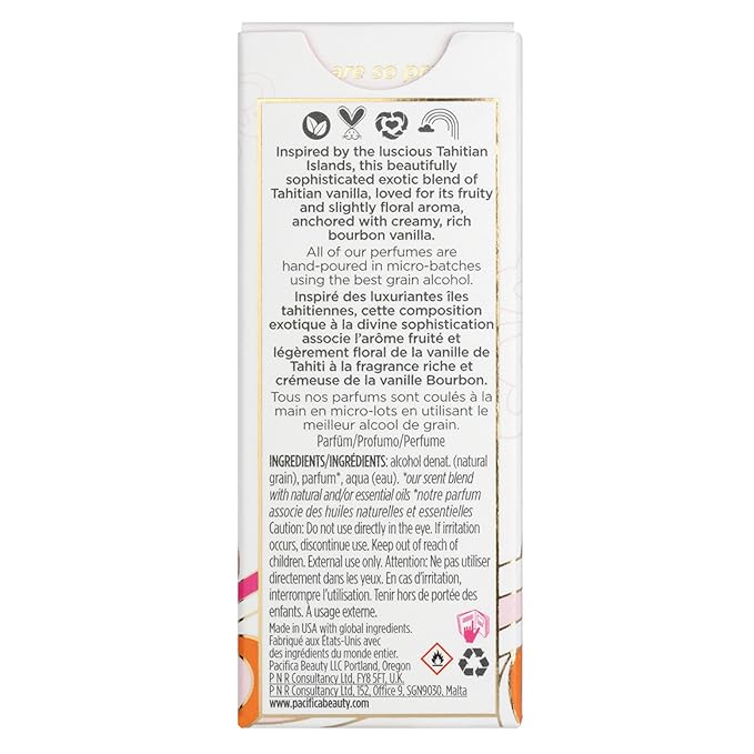 Pacifica Island Vanilla Perfume – Clean Vanilla Fragrance for Women - Warm Tropical Aroma - Long-Lasting Clean Beauty Non Toxic Scent, Vegan & Cruelty-Free, 1 oz Travel-Friendly Spray