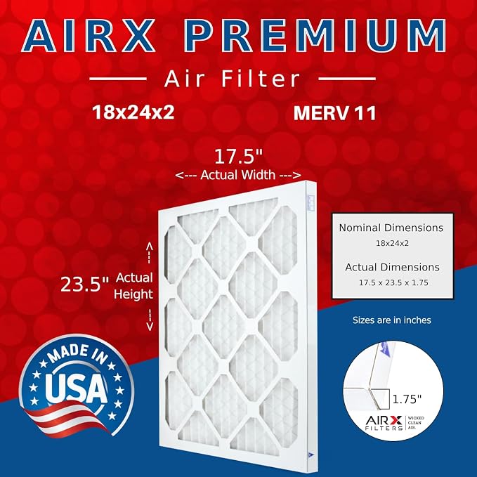 AIRX FILTERS WICKED CLEAN AIR. 18x24x2 Air Filter MERV 11 Electrostatic Pleated - Image 2