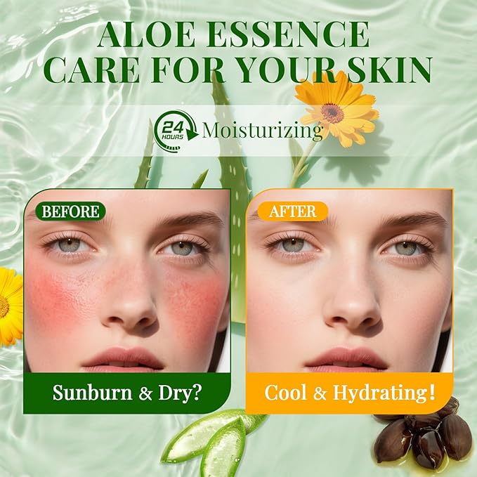 12 Pack Aloe Vera Face Masks Skincare, Sheet Aloe Hydrating Face Mask for Sunburn Relief and After Sun Care, Bulk Aloe Vera Face Mask for Spa Party Gifts