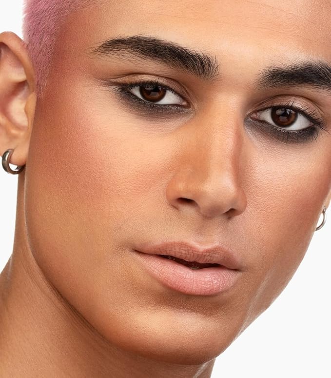 MAKE Beauty Skin Mimetic Microsuede Blush - Matte Powder Blush for Cheeks with Long Lasting Color - Non Comedogenic, Travel Size Makeup Single Palette. Shade - Amber Glow (Coral Nude)