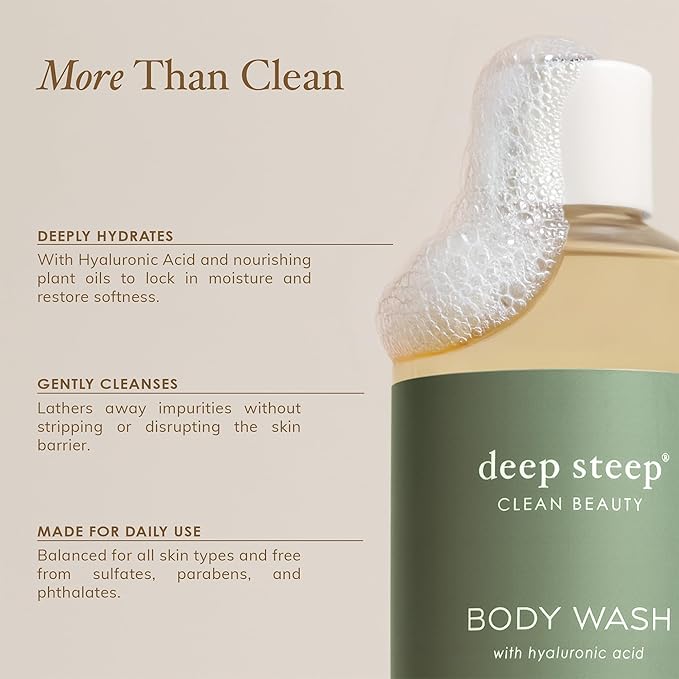 Deep Steep Body Wash, Lilac Blossom, 17 oz – Hydrating Shower Gel with Hyaluronic Acid, Shea Butter, Aloe Vera & Argan Oil – Vegan, Clean Beauty, Clean & Refreshed Skin