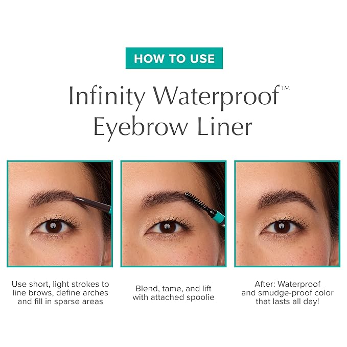 Thrive Causemetics Infinity Waterproof Eyebrow Pencil, Retractable Brow Pencil with Hyaluronic Acid & Shea Butter, Dual Ended Eyebrow Brush Spoolie, Fine Tip, Vegan & Cruelty Free, April (Cool Brown)