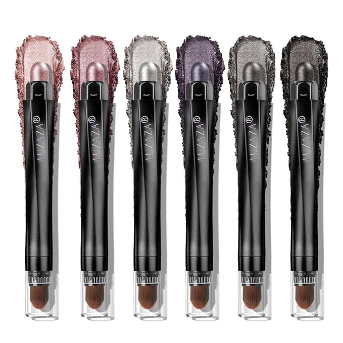Plum Eyeshadow Stick Makeup Set 6PCS, Neutral Shimmer And Matte Cream Eye Shadow Palette, Metallic Bronze Smoky Eyeliner Brightener Crayon Pencil Kit, Ideal Gift for Women -Astral Dawn