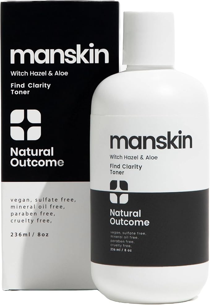 Natural Outcome Man Skin Face Toner | Natural Daily Toner Enhances Men Facial Complexion | Pore Cleansing Facial Astringent with Witch Hazel & Aloe Vera for All Skin Types | 8 Oz