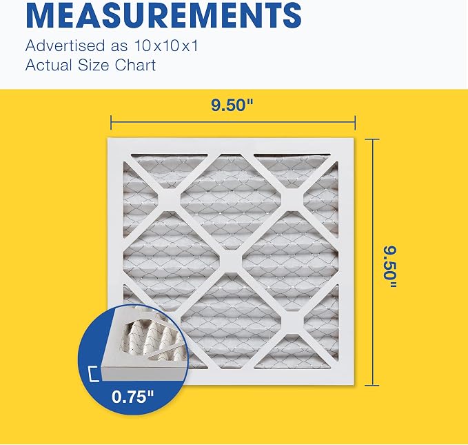 Aerostar 10x10x1 MERV 8 Air Filter, Pleated AC Furnace HVAC Filters, - Image 2