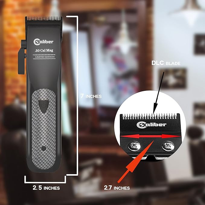 .50 Cal Limited Edition Clipper - Long Lasting 8+ Hours of Power - Ultra Low Noise Technology - Rechargeable Powerful Battery - Easy Zero Gap Cut - Hair Grooming Tool for Men (Black)