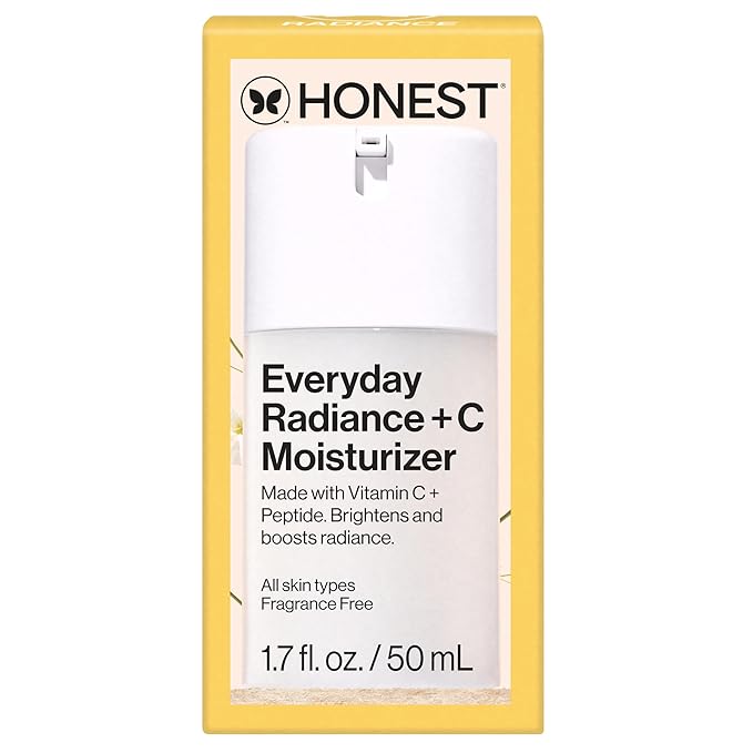 Honest Beauty Everyday Radiance Vitamin C Lightweight Moisturizer | Brightens + Improves Skin Tone | Gentle for Sensitive Skin, Fragrance Free, Vegan | 1.7 fl oz