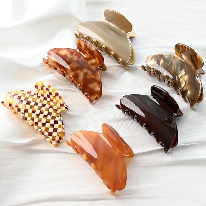 Handmade Celluloid Acetate French Design Barrettes Tortoise Shell Claws Hair Claw Luxury Fashion Accessories Hair Clip for Women (amber)