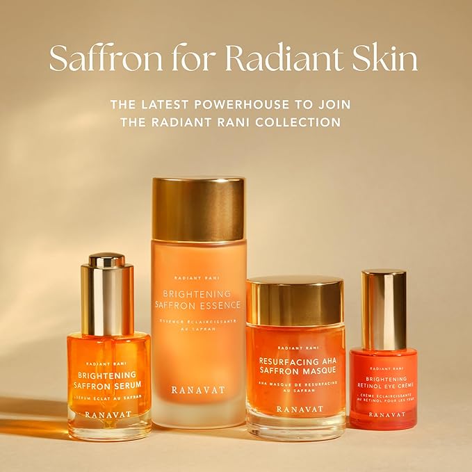 RANAVAT Brightening Saffron Face Serum & Facial Essence - Discoloration Correcting Serum & Hydrating Milk Toner for Dark Spots and Hyperpigmentation - Vitamin C Alternative for a Healthy Glow (2 Pc)