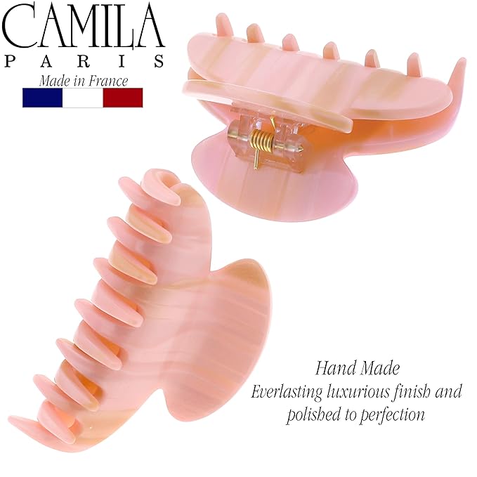 Camila Paris CP3064 French Hair Clip for Women, Handmade, Pink, Small, Girls Hair Claw Clips Jaw, Durable Styling Hair Accessories for Women, Strong Hold No Slip Grip, Made in France