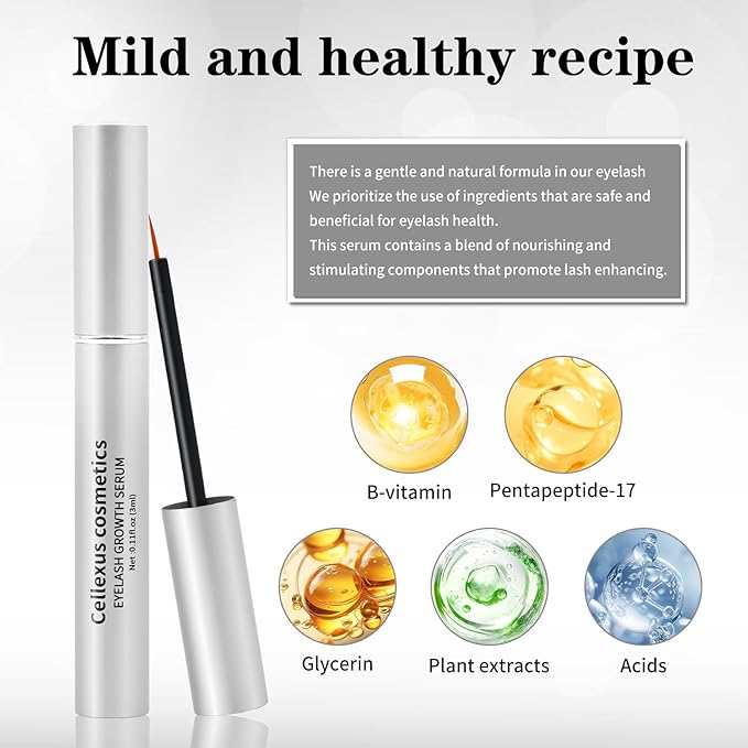 Eyelash Growth Serum,suitable for thicker and longer eyelashes and eyebrows - use eyebrow enhancer to create sweet eyelashes (3mL)