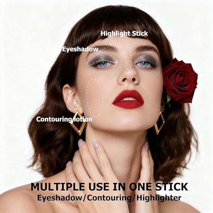 Nude Taupe Eyeshadow Stick, Shimmer Cream Eyeshadow Stick Pencil, High Pigment Waterproof Long Lasting Eye Shadow Pen, Women Multi-Dimensional Eye Highlighter Stick (07#)