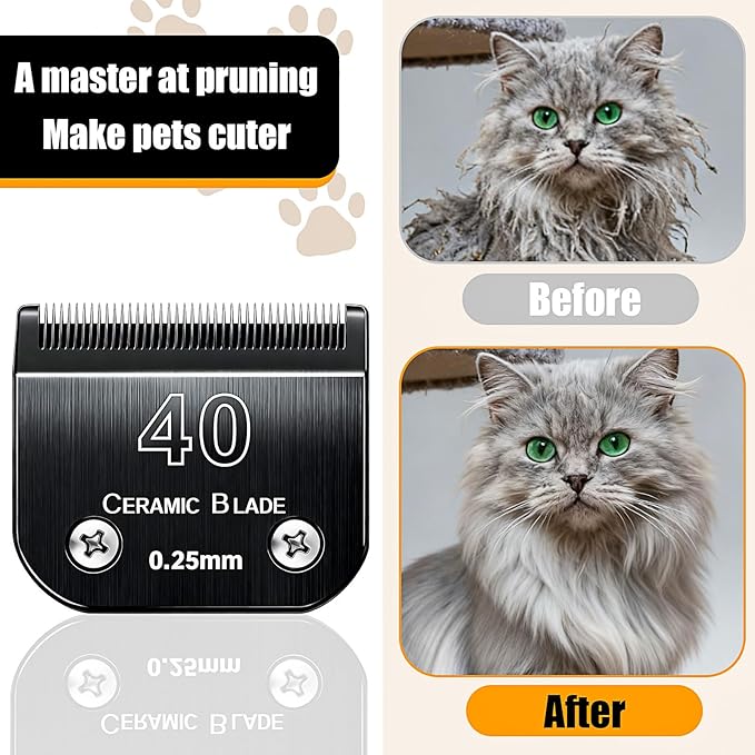Dog Grooming Clipper Blades Replacement Compatible with Andis Dog Clippers,Most OsterA5, Wahl KM Series Pet Clippers (Black(40))