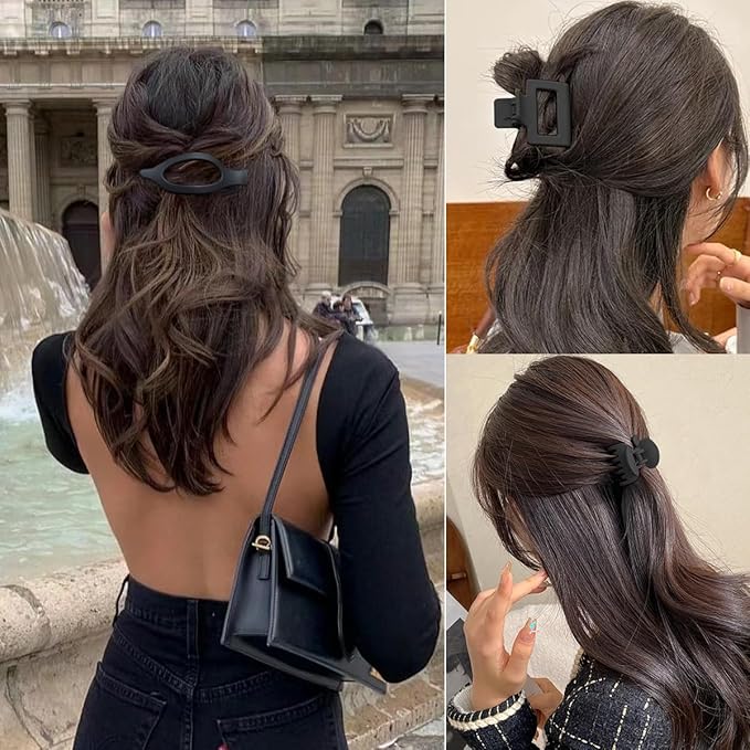 Mehayi 9 PCS Matte Hair Clips Claw for Women Girls, 3 Styles Nonslip Small Hold Strong Hold Cute Jaw Clip Barrettes for Thick Thin Long Short Hair, Fashion Acrylic Hair Clamps Styling Accessories