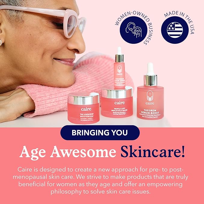 Caire The Grownup Pro-Aging Moisturizer Advanced Hyaluronic Acid Peptide Natural Ceramide Lipid Replenishing moisturizer. Wrinkle Fighting, Collagen Generation (15 ml)