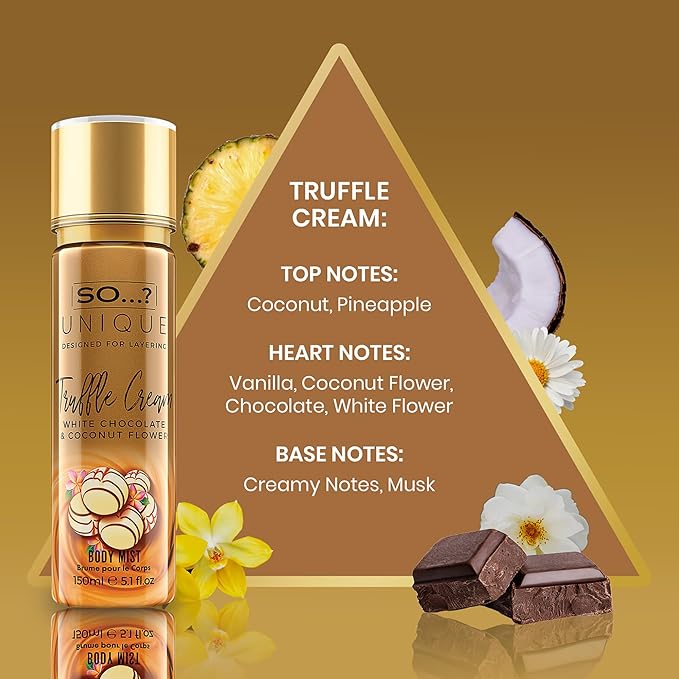 So...? Unique Body Mist - Truffle Cream for Women - 5.1 oz Body Mist - Pack of 2