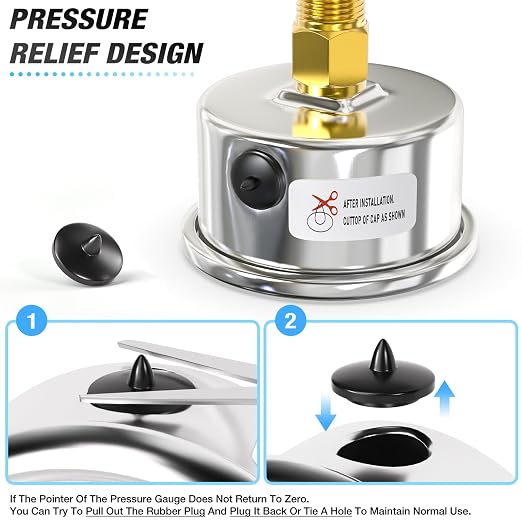 MEANLIN MEASURE 0~100Psi Dry Pressure Gauge Stainless Steel 1/4" NPT 2" FACE - Image 6