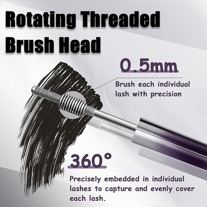 Iron Wand Mascara, Metal Wand Mascara, 3D Curling Metal MascaraWand, Clump-Free, Waterproof & Smudge-Proof Formula For Naturally Long, Thick Lashes
