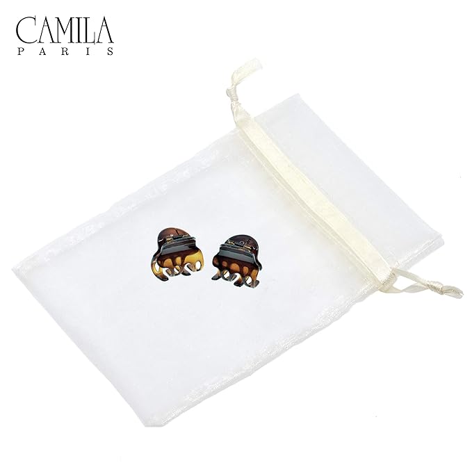 Camila Paris NV36 French Hair Clip for Women, Set of 2 Small Tortoise Girls Hair Claw Clips Fashion Durable Hair Accessories for Women, Luxury Ladies Strong Hold No Slip Grip Clamp, Made in France