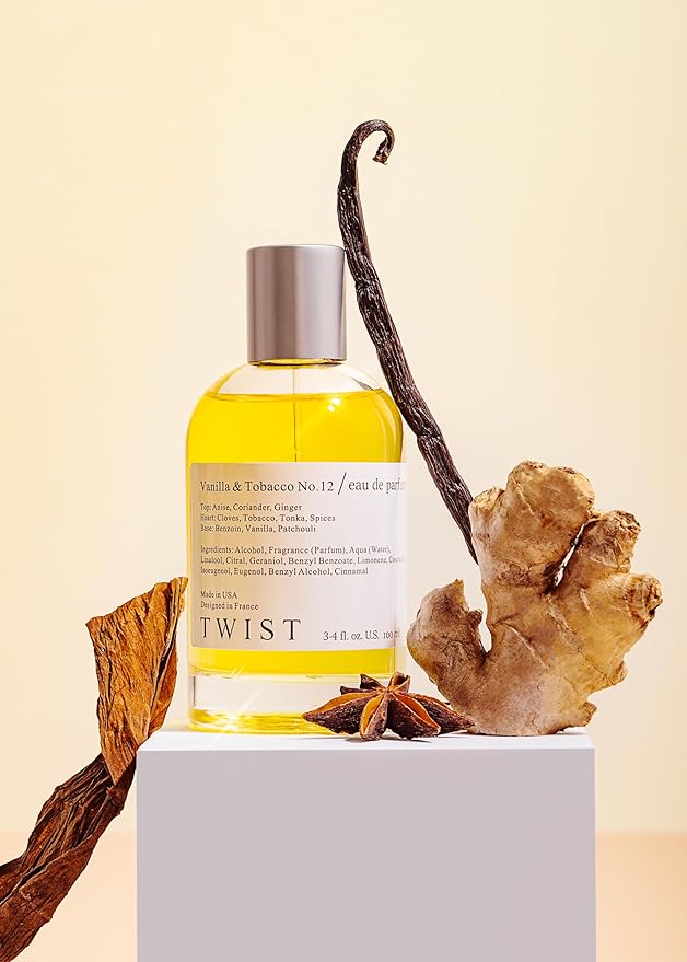 Twist - Vanilla & Tobacco No. 12 - Eau De Parfum Inspired by T. Ford Tobacco Vanille, Long-Lasting Perfume for Women & Men, Paraben Free, Vegan, Clean Ingredients, Unisex - 100 ml | 3.4 fl. oz.