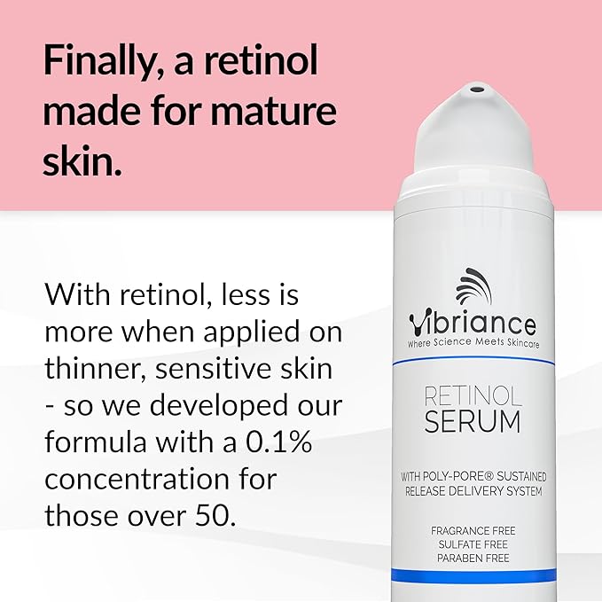 Vibriance Retinol Serum for Face - Reduces Appearance of Deep Wrinkles and Large Pores, Enhances Tone, Improves Complexion - Sensitive, Mature Skin Night Cream - 1 fl oz