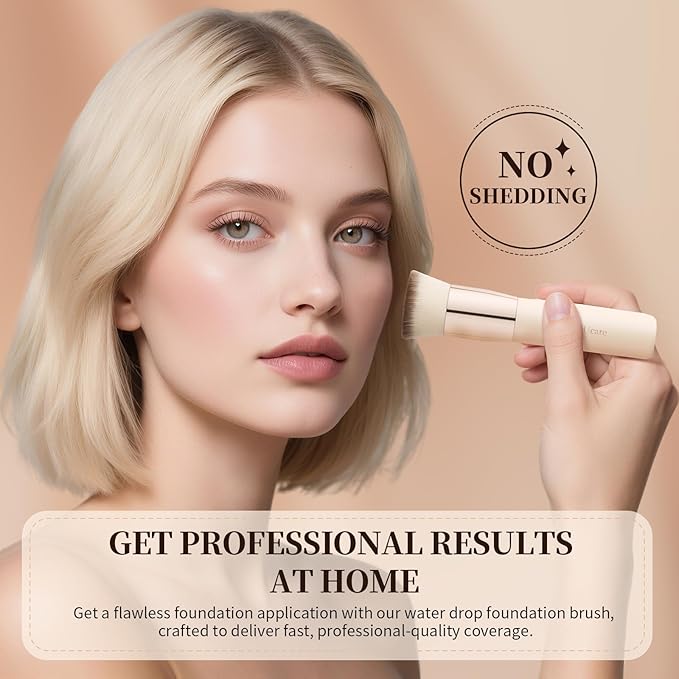 DUcare Foundation Brush,Flat Top Kabuki Brush Synthetic Professional Makeup Brush Liquid Blending Mineral Powder Buffing Stippling Makeup Tools,Beige