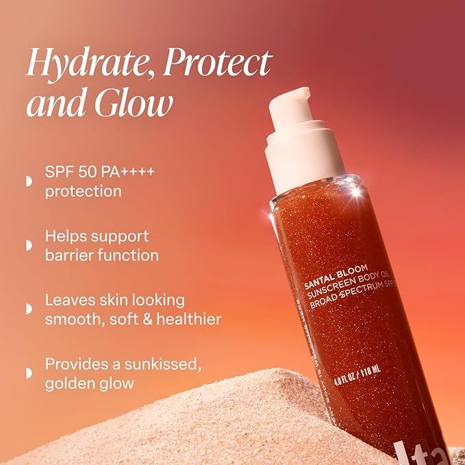 Saltair SPF Body Oil - Broad Spectrum SPF 50 PA++++ Sunscreen. Lightweight Dry Oil with Sun Protection and Moisturizing Kukui & Mongongo Extracts. Santal Bloom Scent, 4floz Vacation Essential