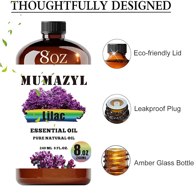 Lilac Essential Oil, Lilac Oil 8 Fl Oz 240ML for Diffuser Humidifier Yoga Cleaning DIY Candle Soap Making Essential Oils