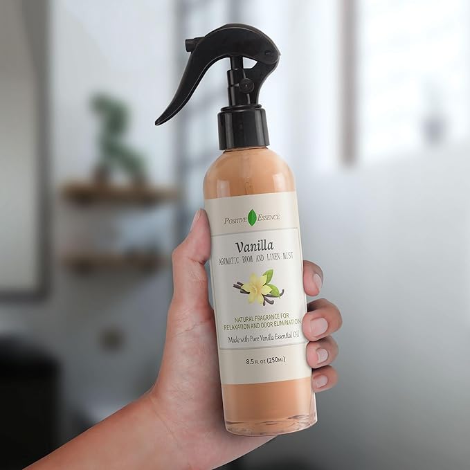 Vanilla Linen and Room Spray, Natural Home Fragrance Made with Pure Vanilla Essential Oil, Perfect Bathroom Air Freshener or Linen Spray (8.5 fl oz)