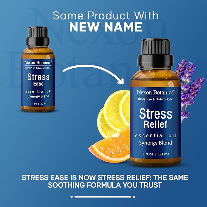 Stress Relief Essential Oil Blend 30 ml - Stress Relief & Calm Essential Oil for Diffusers & Aromatherapy - Promotes Relaxation & Rest - Nexon Botanics