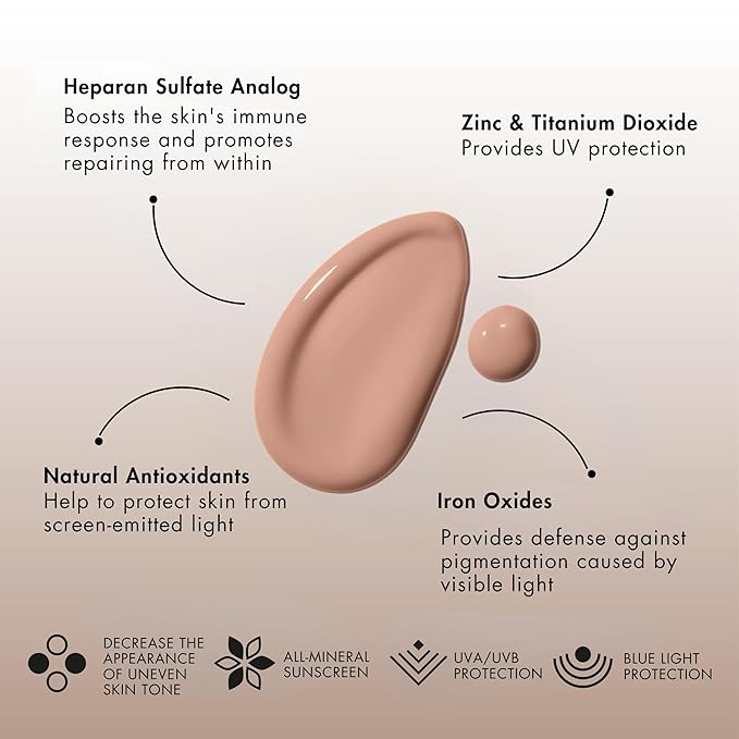 Senté Even Tone Mineral Sunscreen Tinted | SPF 40 Light-Medium | Hydrating, Lightweight Sun Protection Treatment for Redness & Discoloration | UVA/UVB & Blue Light Defense | 1.7 oz