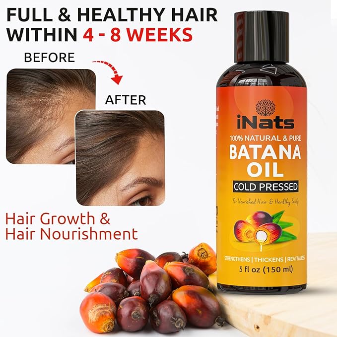 Premium Raw Batana Oil for Hair Growth (5 Fl Oz) - Dr. Sebi 100％ Pure & Batana Hair Growth Oil from Honduras - Organic & Natural - Deeply Nourishing Scalp for Thicker & Stronger Hair for Women & Men