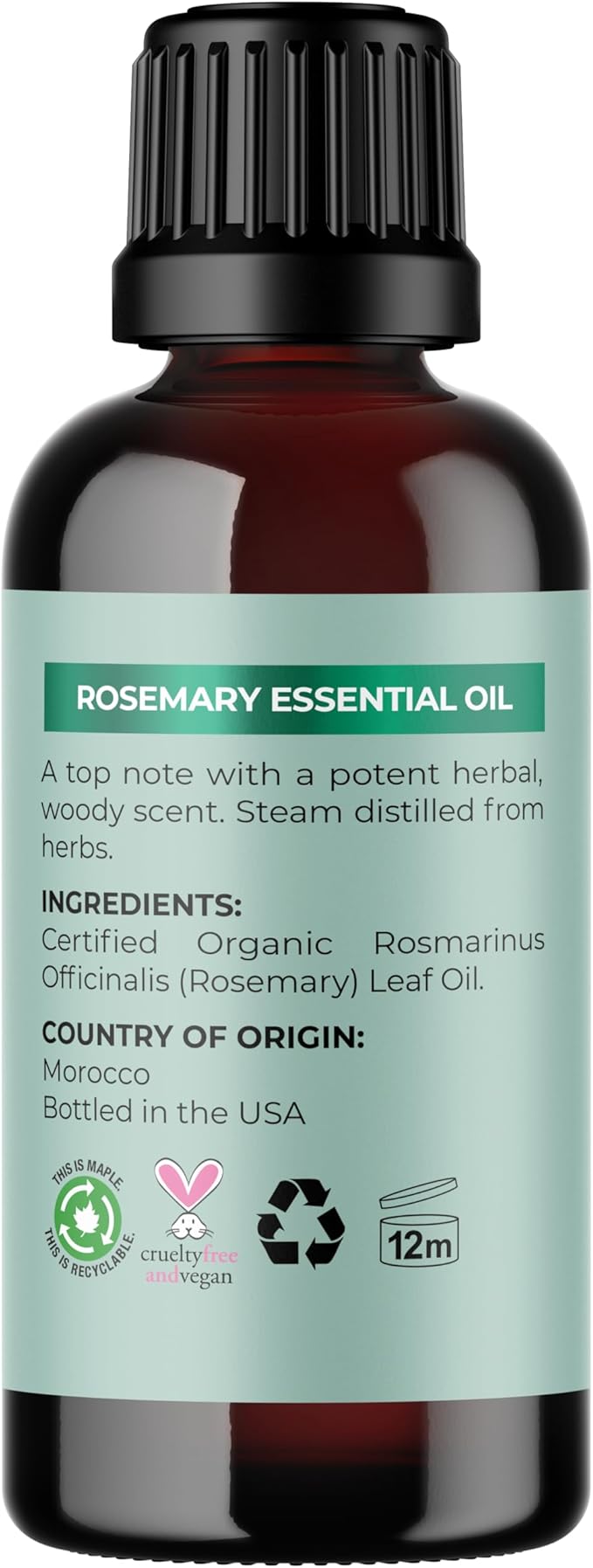 Certified Organic Rosemary Oil for Hair - Pure USDA Organic Rosemary Essential Oil for Hair Skin and Nails Plus Aromatherapy - Oil for Dry Scalp Treatment and Enhanced Volume and Shine