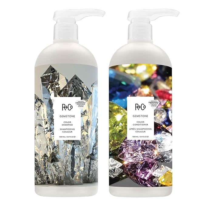 R+Co Gemstone Color Shampoo & Conditioner Set + Deluxe Sample (0.5oz) | Protects Color, Repairs & Nourishes | Vegan + Cruelty-Free | 33.8oz (Pack of 2)