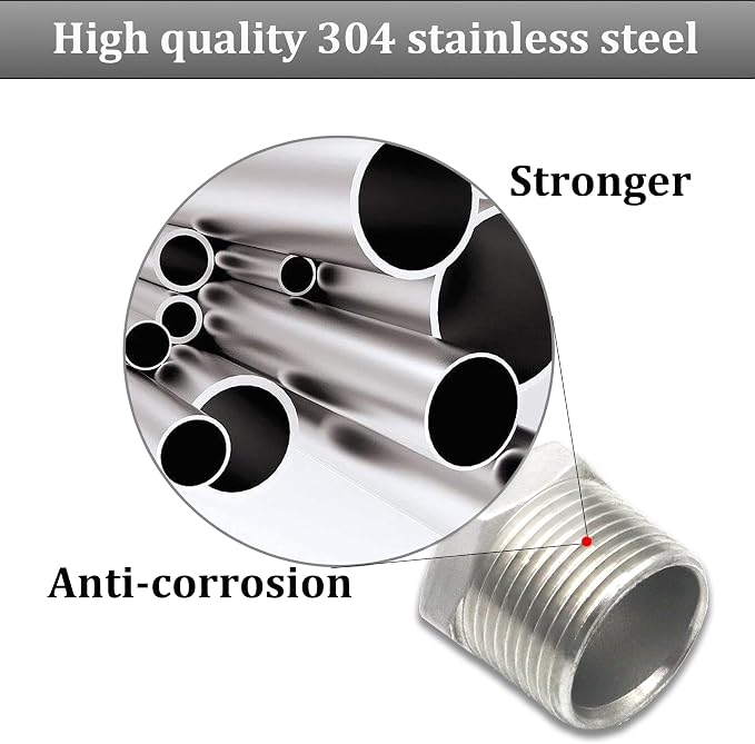 2 Pcs 304 Stainless Steel Reducer Hex Bushing, 3/4" Male NPT to 3/8" Female NPT - Image 4