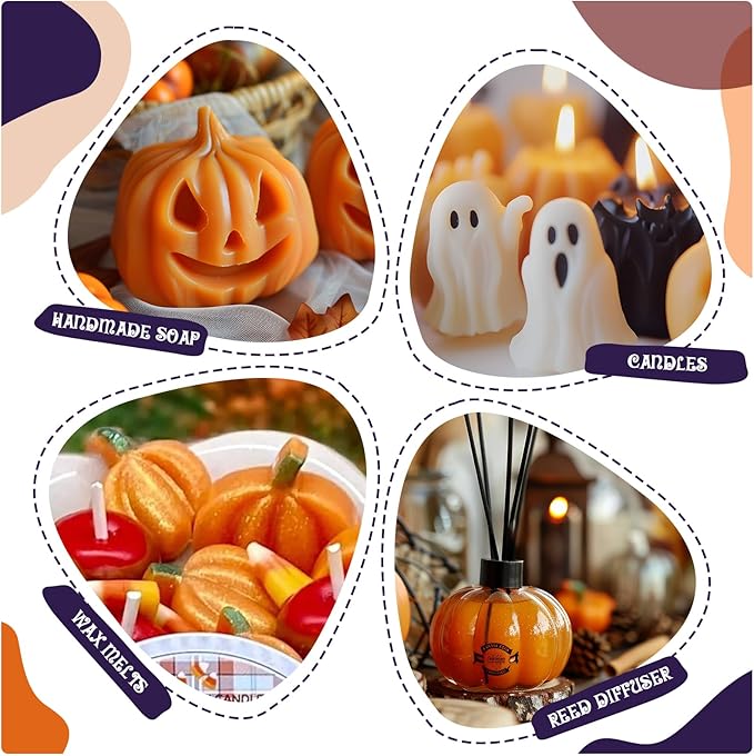 Halloween Fragrance Oils Set, Essential Oils for Diffusers Home, Scented Oils for Candle Soap Making - Pumpkin Pie, Caramel Apple, Chocolate Bars, Snickerdoodle, Caramel Corn, Witch's Brew