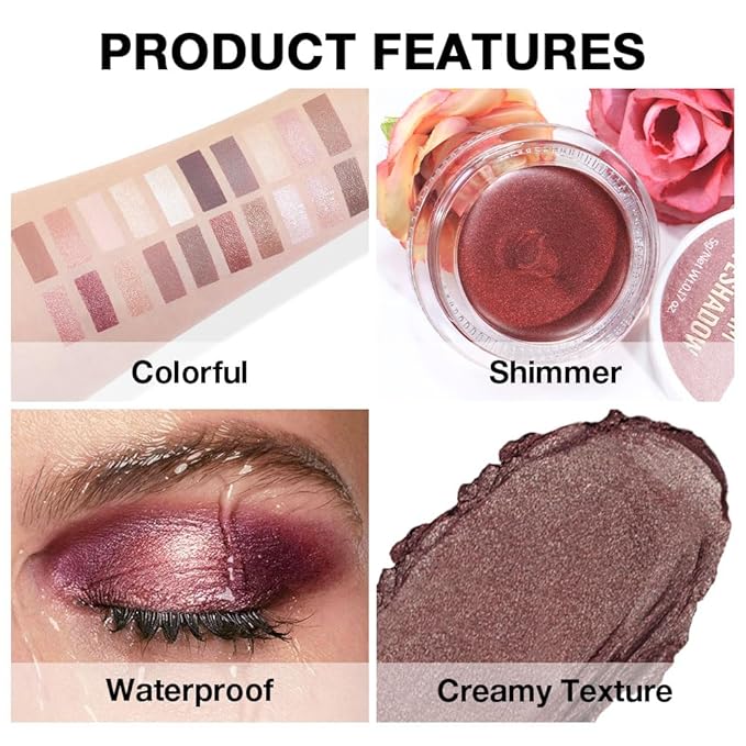 Kaely Single Cream Eyeshadow Pot, Taupe Shimmer Eye Shadow for Older Women High Pigmented Waterproof, Natural Eyeshadow Palette Makeup Brightener, sombras en crema para ojos, Blendable, R04