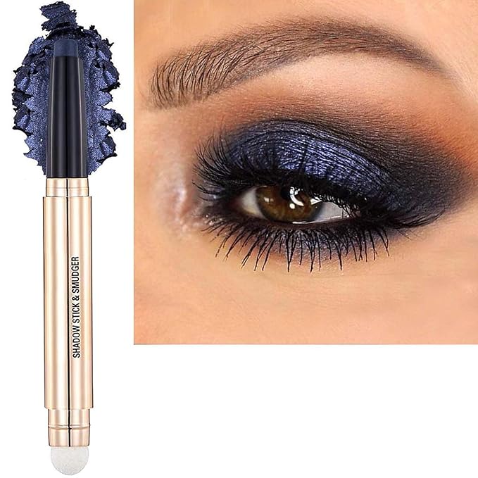2 in1 Midnight Black Eyeshadow Stick Cream Shimmer Smooth Eyeshadow Pencil Hypoallergenic Waterproof Long Lasting Eye shadow (Midnight Black)