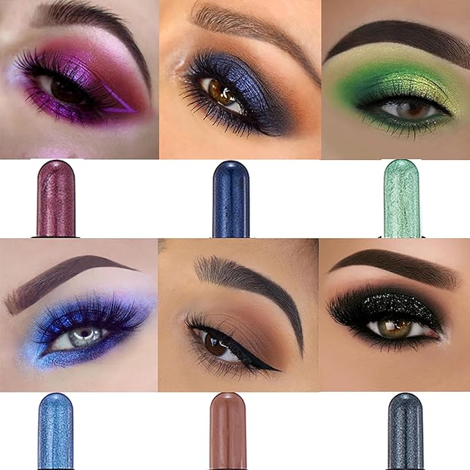 Dark Brown Dual Ended Eyeshadow Stick 12 Colors Matte and Shimmer Waterproof Long Lasting Creamy Eyeshadow Pencil for Smokey Eye Natural Everyday Makeup