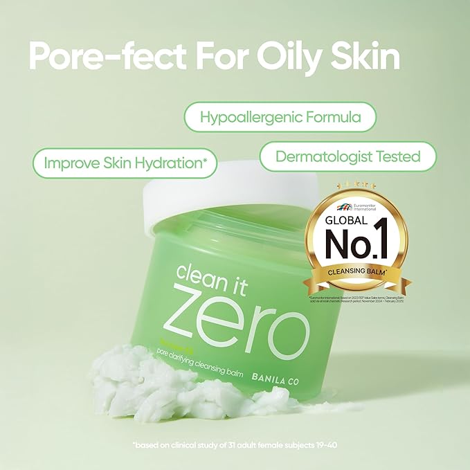 BANILA CO Clean it Zero Pore Clarifying Cleansing Balm | Korean Makeup Remover, Cleansing Oil, Facial Cleanser for Oily and Acne Prone Skin | Vegan | Made with AHA-PHA & Tea Tree (180ml / 6.08 fl.oz)