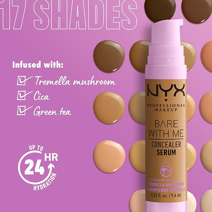 NYX PROFESSIONAL MAKEUP Bare With Me Concealer Serum, Concealer Makeup For Up To 24Hr Hydration - Golden