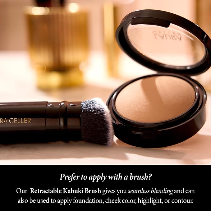 LAURA GELLER NEW YORK Baked Double Take Powder Foundation - Golden Medium - Buildable Medium to Full Coverage - Matte Finish