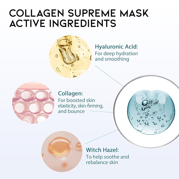 #OOTD Hydrating Soothing Sheet Masks Gift Set for Skincare, Korean Vegan Sheet Mask for Dry, Sensitive Skin, Calming, Smoothing, Brightening, Collagen, Ceramide, Cica, Hyaluronic Acid 30EA