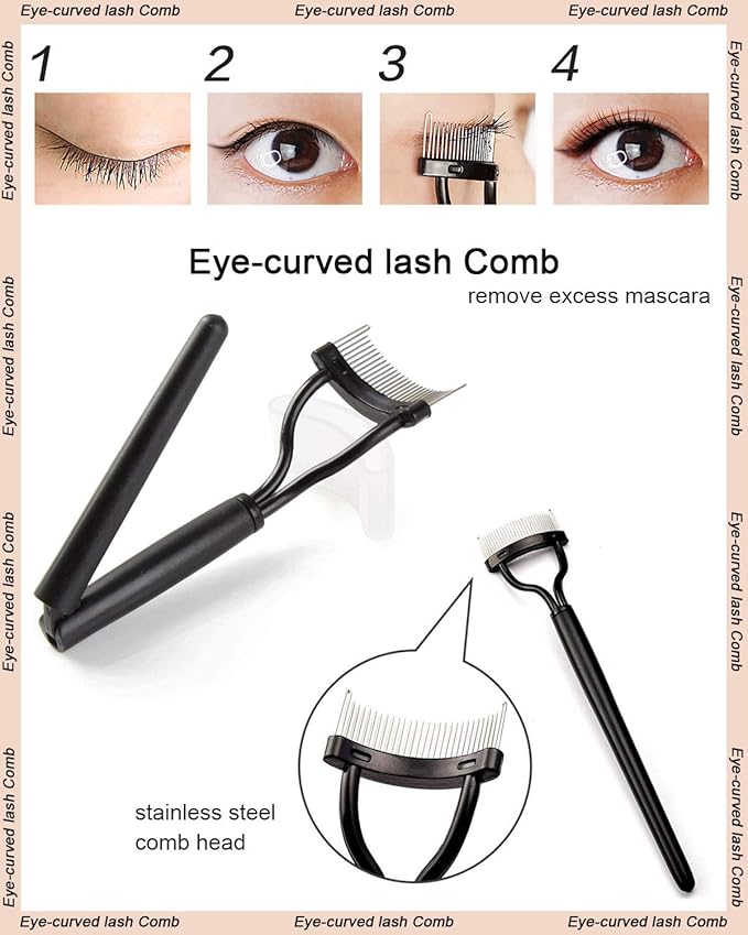 Eyelash Curler Kit Metal Lash Curlers with Mascara Applicator Eyelashes Separator Comb & 6 Replacement Refill Pads (Rose Gold)