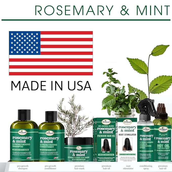 Difeel Rosemary and Mint Infused with Biotin - Root Stimulator 7.1 oz. - Hair Growth Scalp Treatment, Helps Strengthen & Prevent Shedding