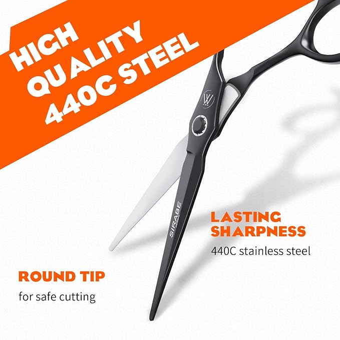 Sirabe HIGH-END Professional Hair Cutting Scissors Shears - Ultra Sharp Blades for Precise Cutting - Barber Shears Haircut Scissors 440C Stainless Steel for Salon Hairstyling & Home Hairdressing