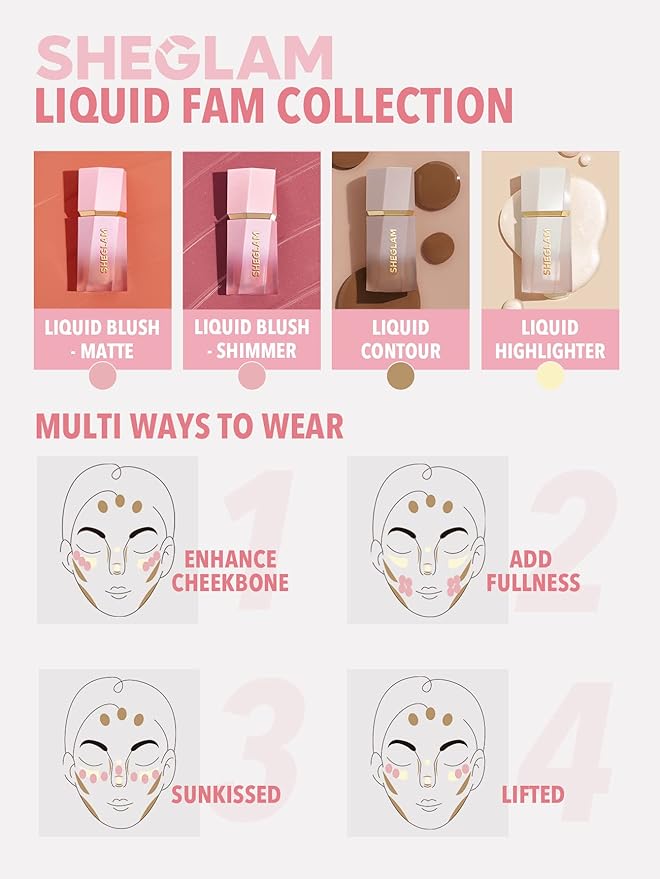 SHEGLAM Color Bloom Dayglow Liquid Blush Makeup for Cheeks Shimmer Finish - Love Cake
