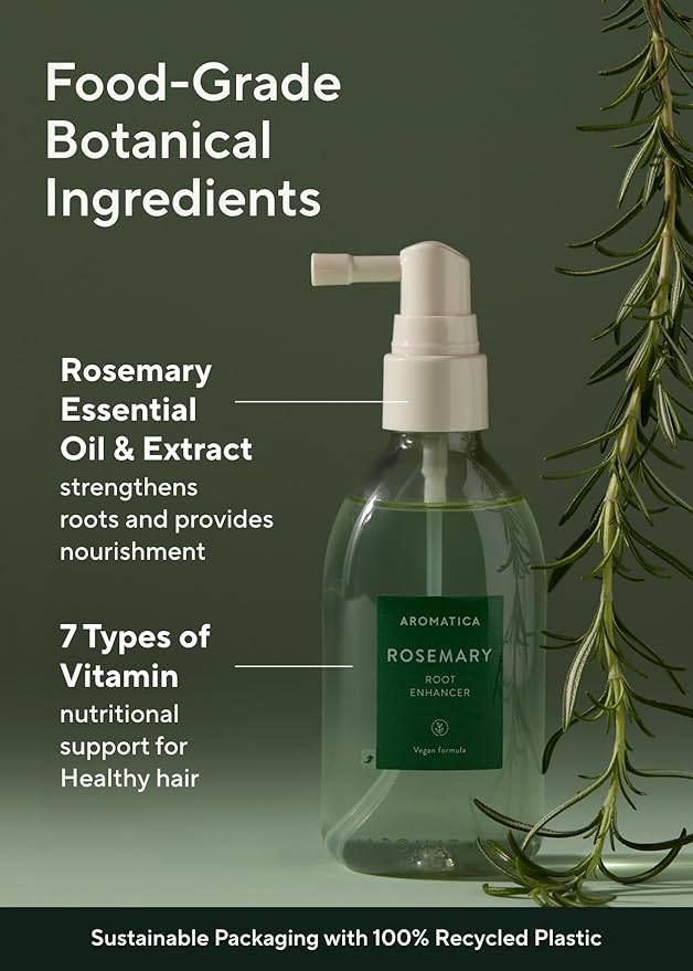 AROMATICA Root Enhancer (2 Packs) Rosemary Water Spray for Hair Growth – Korean Hair Care Oil for Scalp Detox – Flaky & Itchy & Dry Scalp Treatment – Free from Sulfate, Silicone, and Paraben (3.38oz)